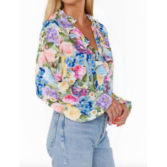 NEW SHOW ME YOUR MUMU suki ruffle top in flower shop - Picture 6 of 6